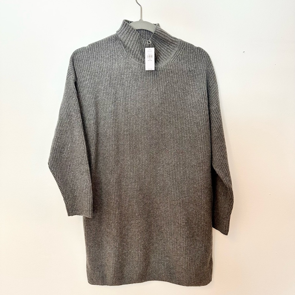 GAP Gray Ribbed Knit Turtleneck Sweater Dress